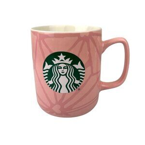 Starbucks Pink Geometric Hearts 15oz Ceramic Coffee Tea Mug Siren Logo Gift